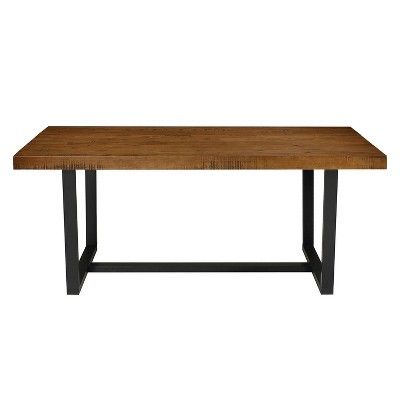 72" Modern Farmhouse Solid Wood Distressed Plank Top Dining Table - Saracina Home | Target
