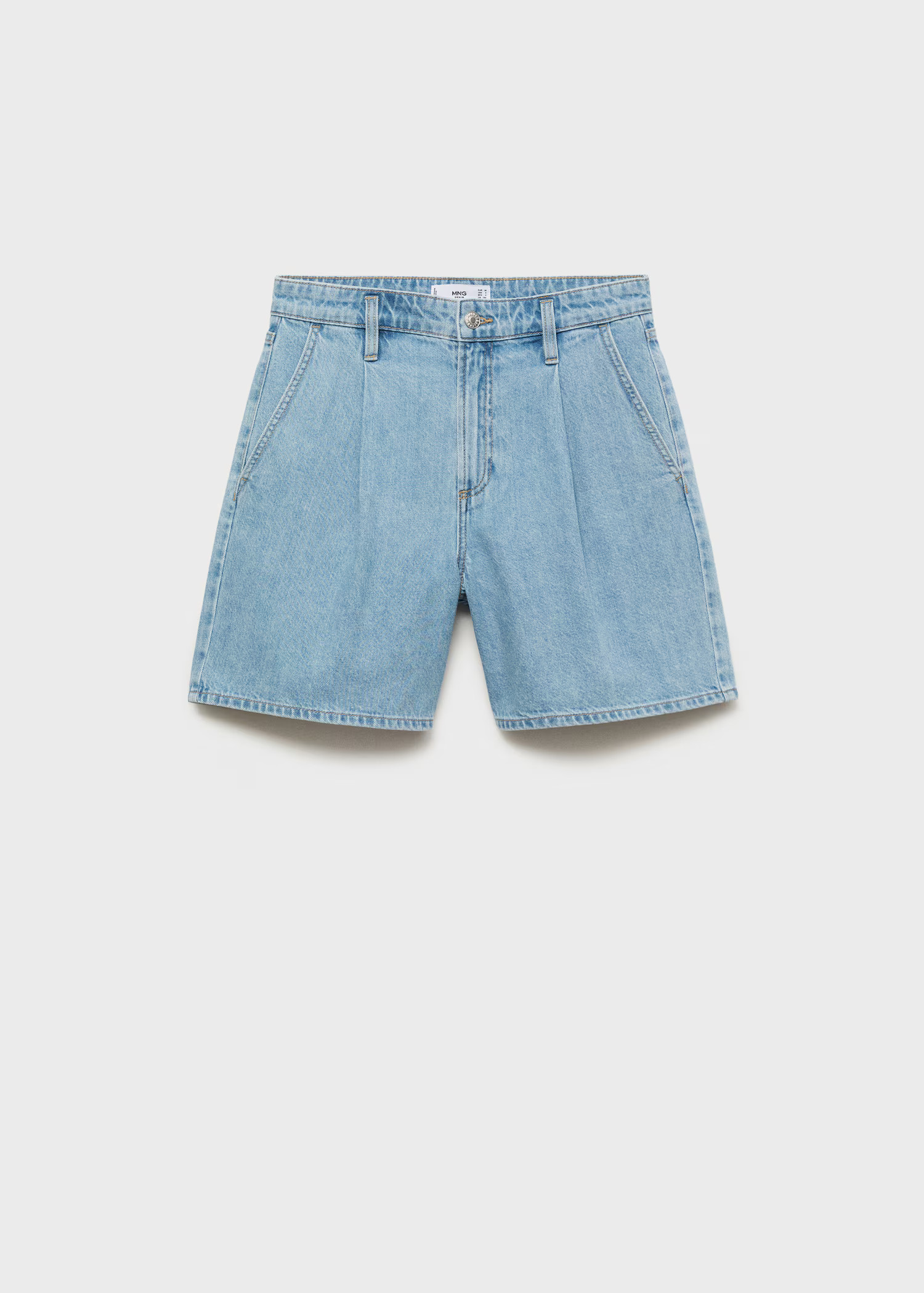 Mid-rise denim bermuda shorts with pleats | Mango (US/MX/AU)