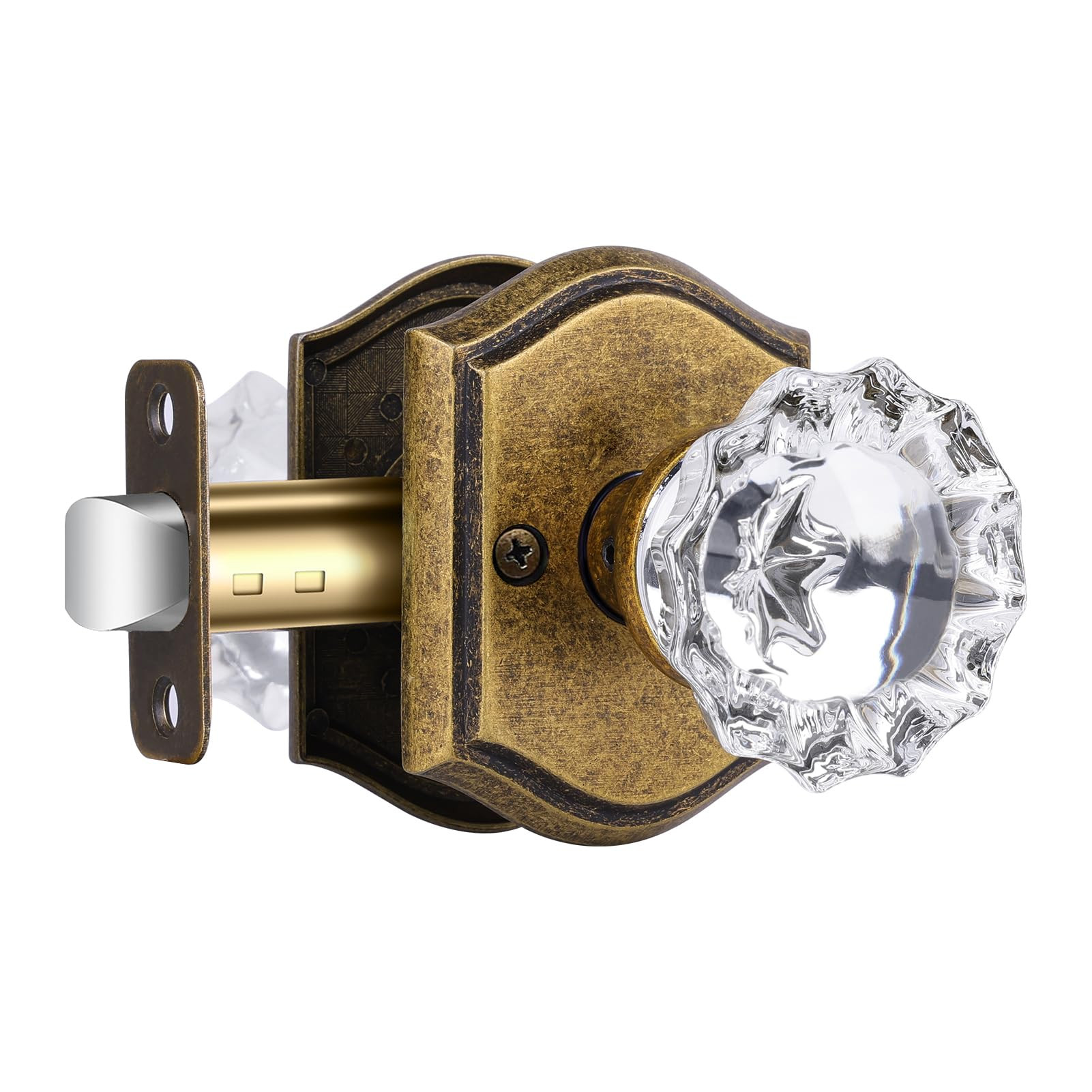 Crystal Door Knobs Interior, Vintage Passage Glass Door Knobs Antique Brass Door Knobs for Hall C... | Amazon (US)
