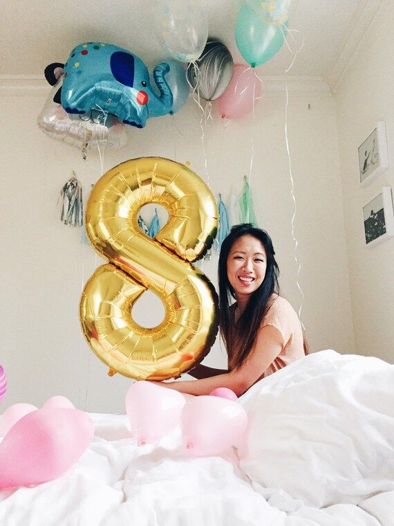 Number Balloons Gold Mylar Foil Giant Jumbo 34 in birthday balloons | Etsy (US)