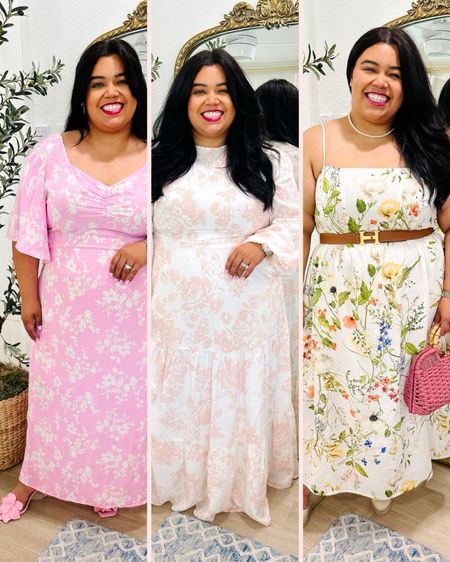 🌷 SMILES AND PEARLS SPRING DRESSES 🌷 
Target Floral -I’m wearing a XXL and it’s the perfect length. I love the smocked back and fluttered sleeves. There’s also elastic in the back. It also has pockets!! 
Height: 5’1

I love these 3in heels with the faux leather floral motif. They have a wrap around adjustable strap and wide width friendly


Amazon The Drop - I love that it’s floral and whimsical and modest. I’m wearing the XL. The dress is lined and the fabric is soooo soft. 
Height: 5’2”

H&M - I love this hi low outfit for spring. This linen dress with a smoked back is from H&M and it’s giving high end but is only $40 right now. It’s light and airy and perfect for spring and summer. I’m wearing an XL.

 I paired it with some neutral platform espadrilles from Castaner, my Hermes belt, and a pop of color in my Francis Valentine bag. It would be perfect for a brunch, a wedding guest, Mother’s Day, or graduation look. 

Amazon fashion, Amazon the drop, Amazon dress, Plus size fashion, Modest style, Floral dress, summer dress, spring dress, vacation outfit, wedding guest dress, graduation dress, travel outfit, brunch outfit, H&M, Target finds, Target dress, floral dress

#LTKSeasonal #LTKplussize #LTKmidsize