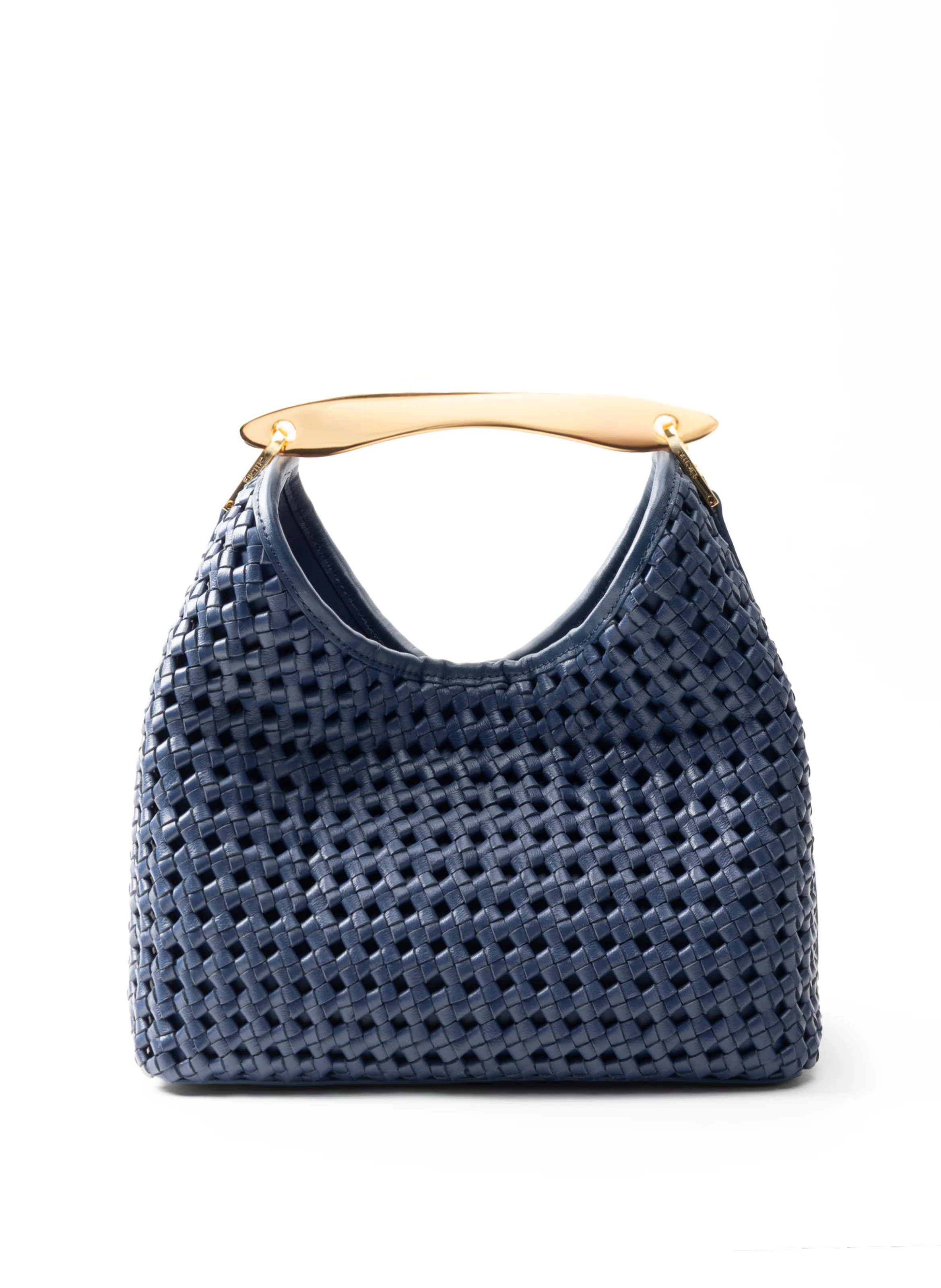 Boomerang Woven Leather Navy - Summer Woven Bag - Elleme | Elleme