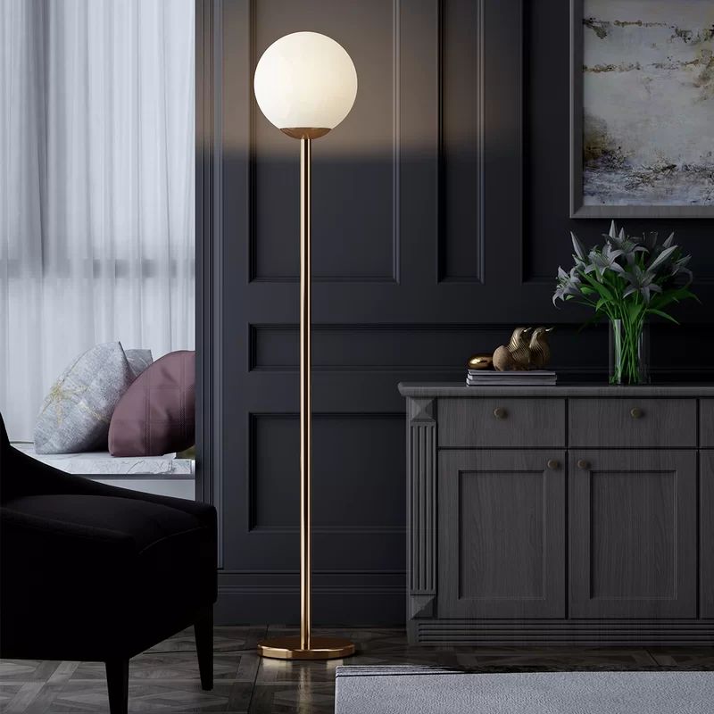 Moriarty 63" Golden Lamp Suitable for Bedroom, Corner, Kids Modern Retro Mid Century Sphere | Wayfair North America