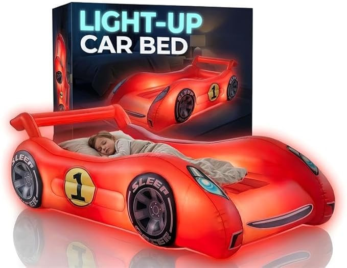 Air Candy Sleep Racer Inflatable Toddler Car Bed | Portable Kid Air Mattress with LED Night Light... | Amazon (US)