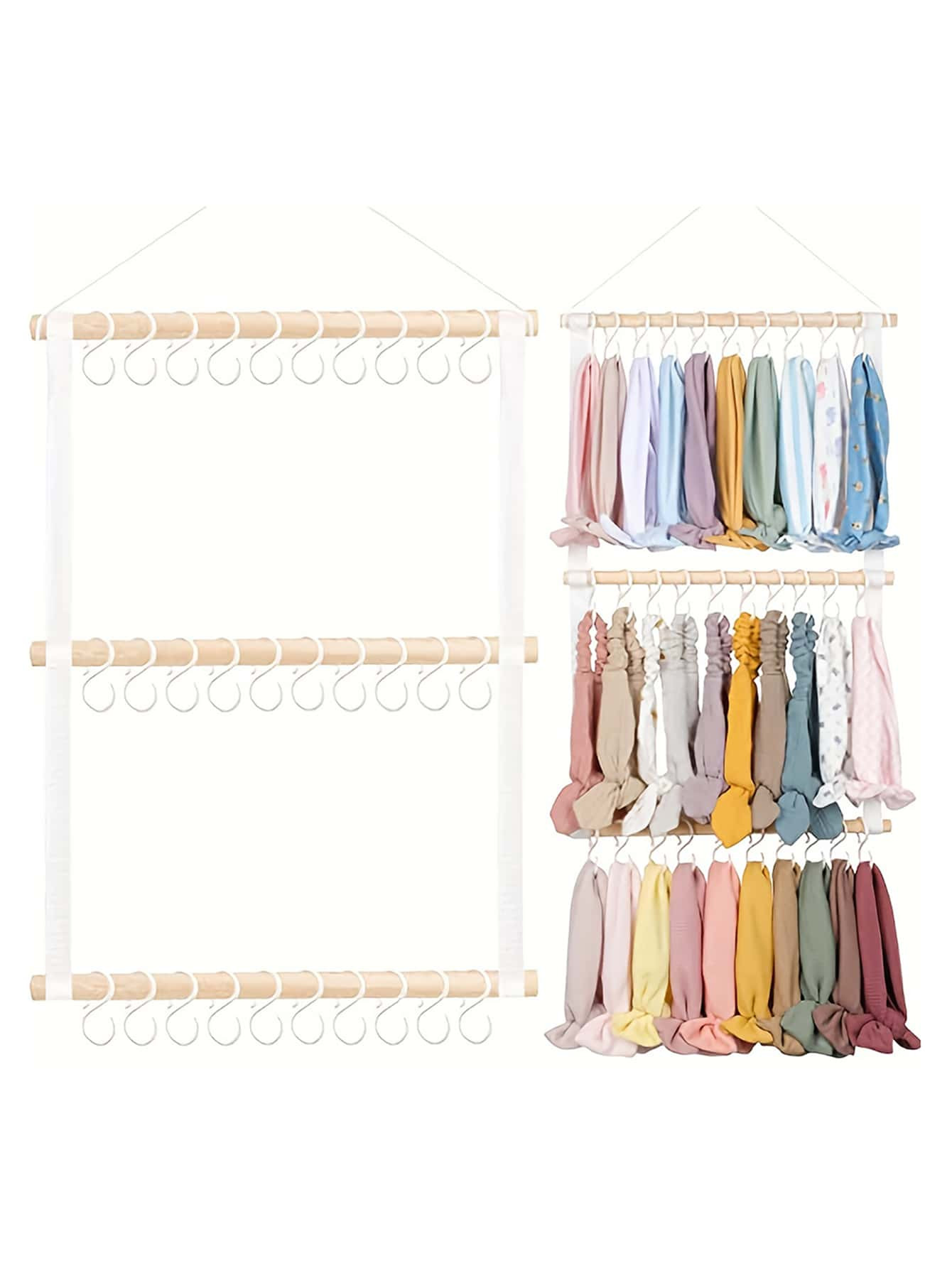1pc Baby White Ribbon Three-layer Detachable Wall Mounted Hair Accessories Organizer With 30 Plas... | SHEIN