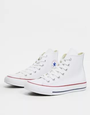 Converse Chuck Taylor All Star Hi white leather trainers | ASOS (Global)