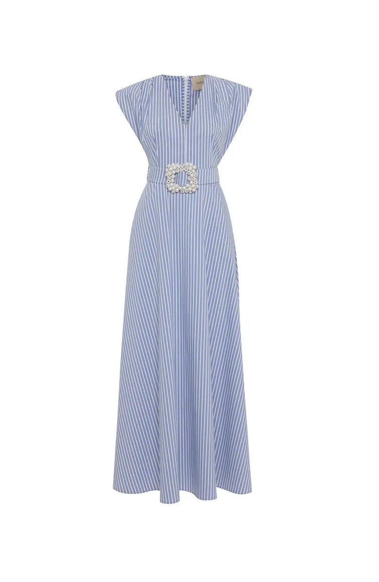 THEO The Label Echo Beaded Belt V-neck Shirtdress | Nordstrom | Nordstrom