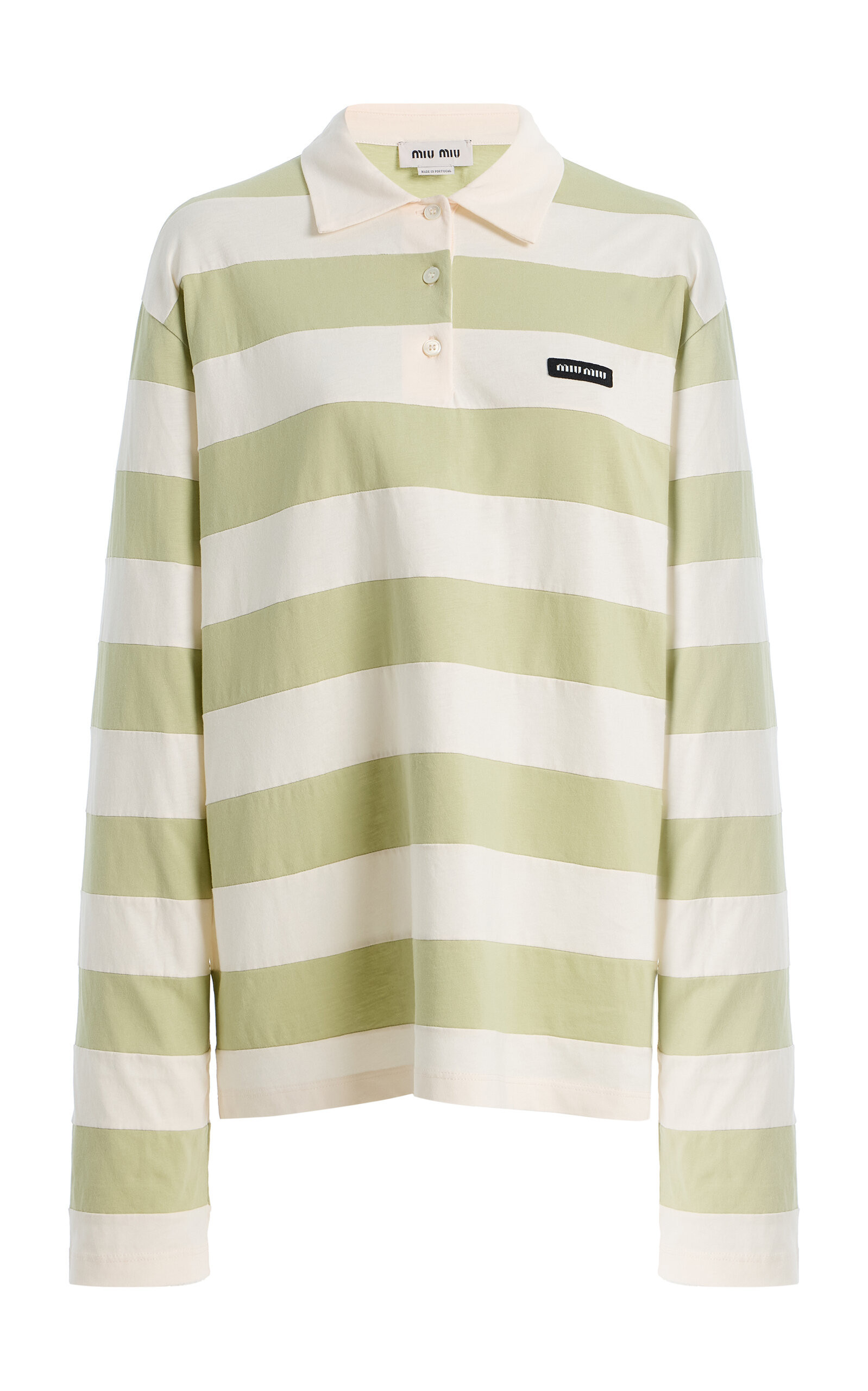 Miu Miu Striped Cotton Polo Shirt - Moda Operandi | Moda Operandi (Global)