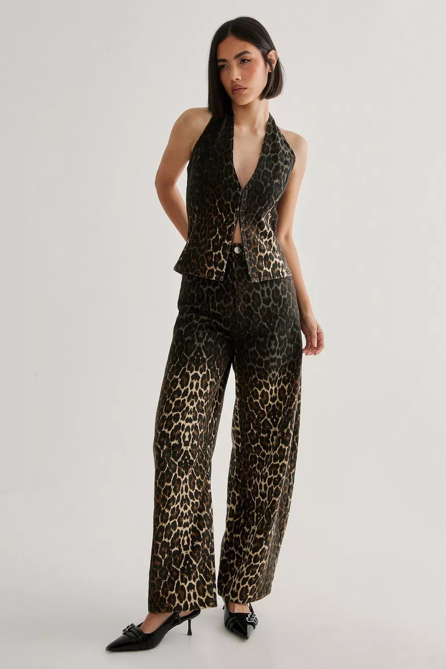 Ombre Leopard Print Denim Halter Top | Nasty Gal US