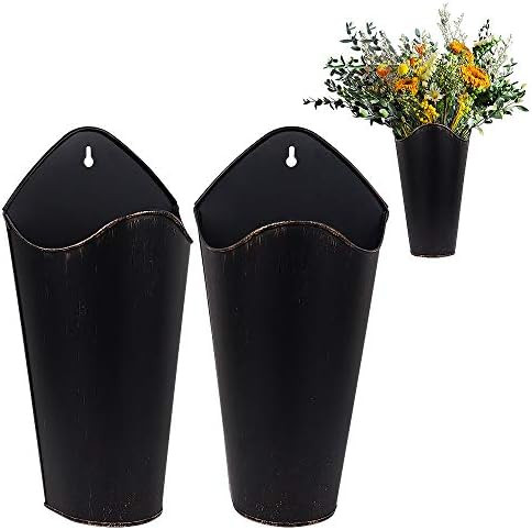 Galvanized Metal Wall Planter (Set of 2), Farmhouse Style Hanging Wall Vase Planters for Succulen... | Amazon (US)