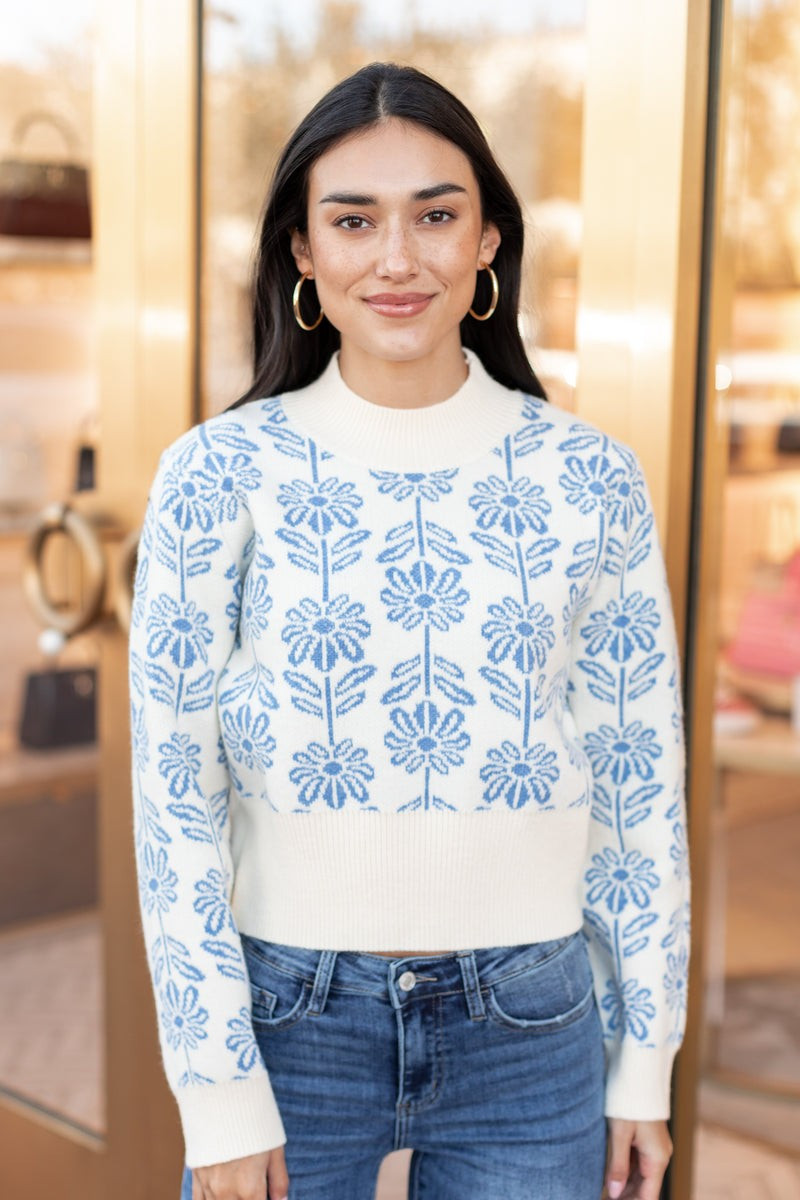 Paisley Sweater- Blue | Avara