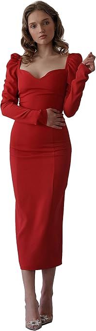 Lipinskaya Brand Sexy Dress Off The Shoulder Long Sleeve - Bodycon Womens Midi Dress | Amazon (US)