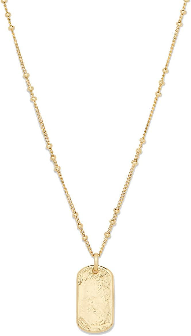 gorjana Women's Griffin Dog Tag Charm Hammered Pendant Necklace, 18K Gold Plated, 19 inch Chain | Amazon (US)