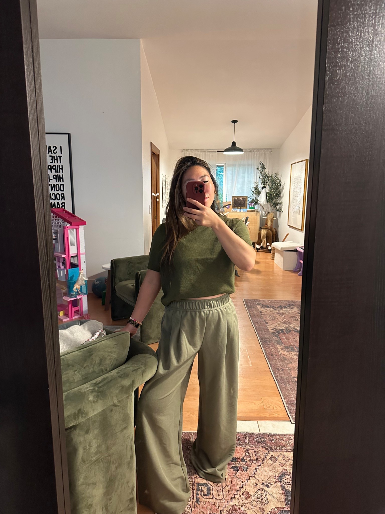 monochromatic all year long, fall especially H&M Target finds elevated casual work mom drop off style PNW green dark green fall trends affordable fashion 

#LTKWorkwear #LTKMidsize #LTKFindsUnder50