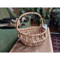 Large Woven Wicker Handled Pocket Basket | Bohemian Rustic Country Farmhouse Boho Garden Wedding | Etsy (US)