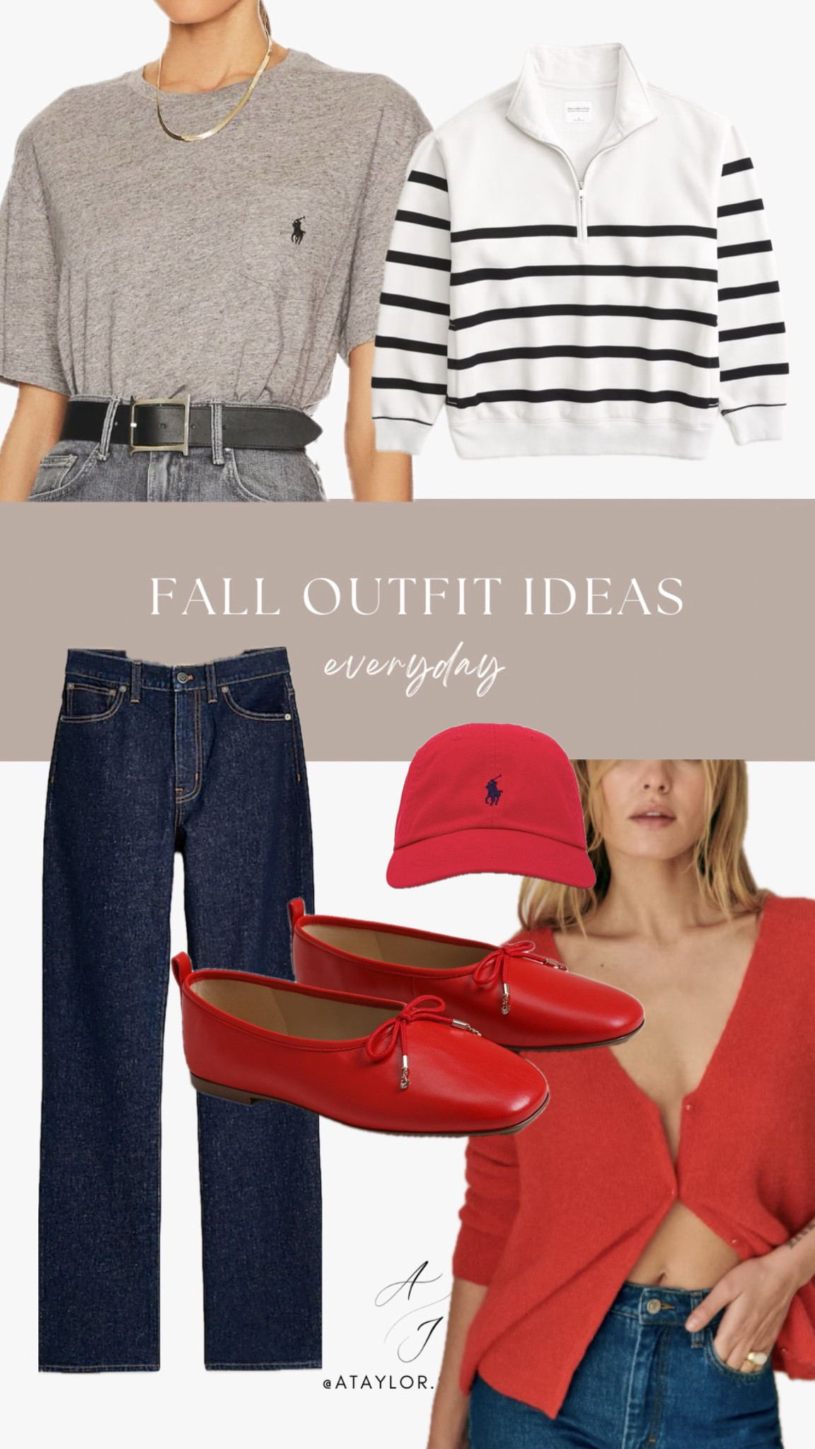 Polo tee, polo trend, Ralph Lauren polo, red trend, cherry red outfit, Sezane sweater, red knit, nautical outfit, fall outfit, classic outfit, neutral outfit, red flats, comfortable flats outfit, grey tee, red sweater, straight leg jeans 

#LTKStyleTip #LTKFallSale #LTKSaleAlert