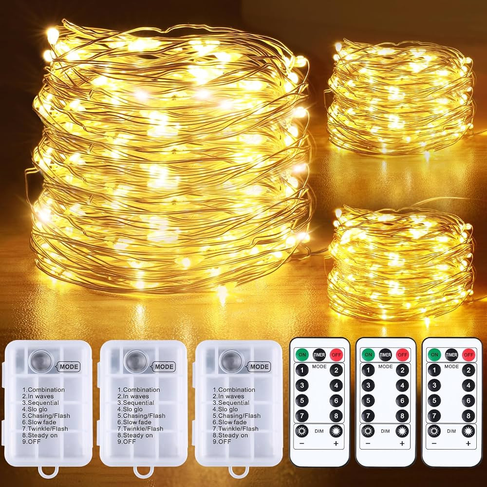 Arperles Fairy Lights Battery Operated with Remote, 3 Pack x 33ft 100LED Waterproof Outdoor Strin... | Amazon (US)
