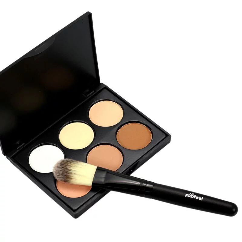 6 Colors Contour Face Cream Makeup Concealer Bronzer Palette + Powder Brush Set | Walmart (US)