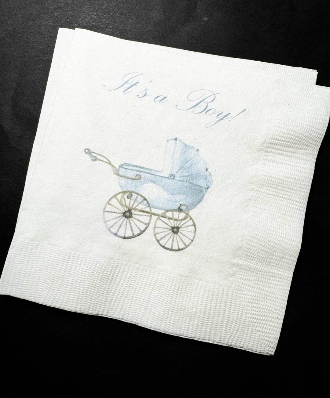 Baby Carriage Boy Baby Shower It's a Boy Blue Bow Baby Shower Cocktail, Luncheon or Dinner Napkin... | Etsy (US)