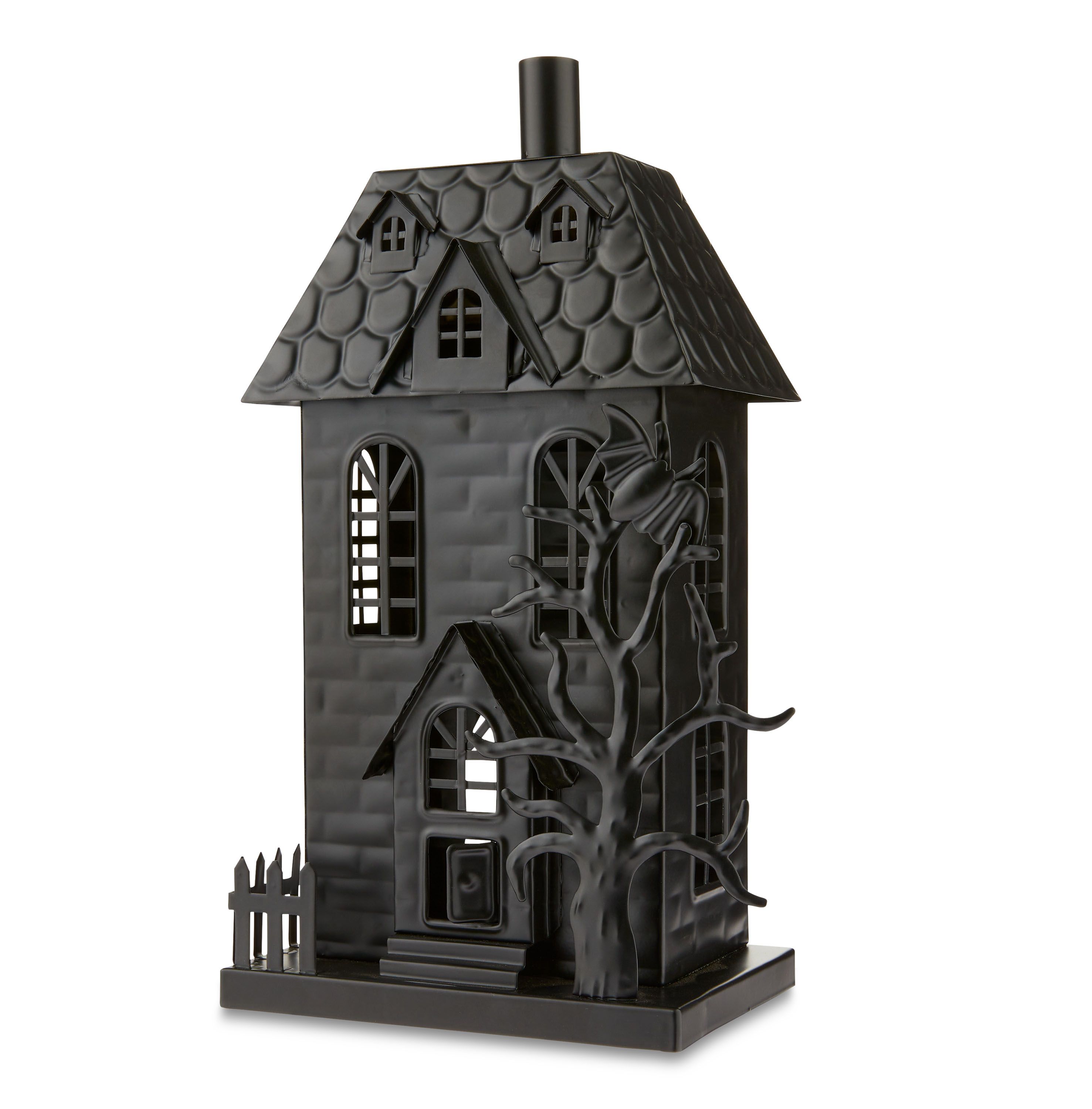 Halloween Black Metal Haunted House Candleholder Decoration, 6.5 in L x 4.13 in W x 11.25 in H, b... | Walmart (US)