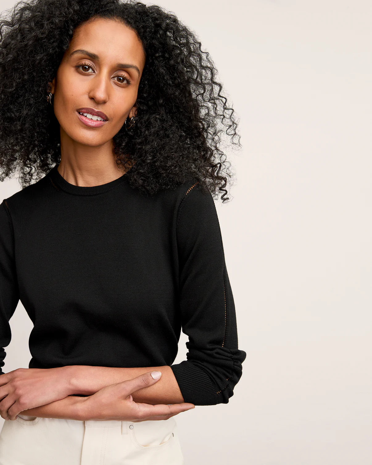 Larissa Sweater - Cotton Silk Knit :: Black | MM LaFleur