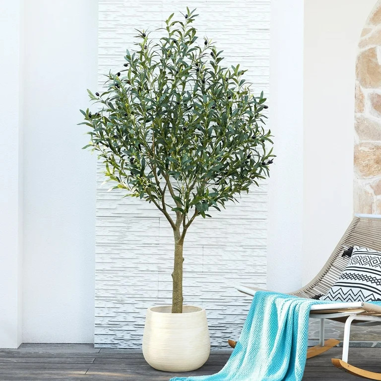 DR.Planzen 6ft Dense Artificial Olive Tree - Faux Olive Plant for Indoor & Outdoor Decor - Adjust... | Walmart (US)