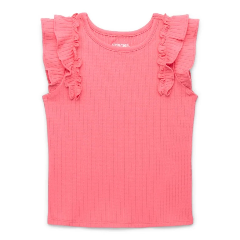 Garanimals Toddler Girl Rib Tee with Flutter Sleeves, Sizes 18M-5T | Walmart (US)