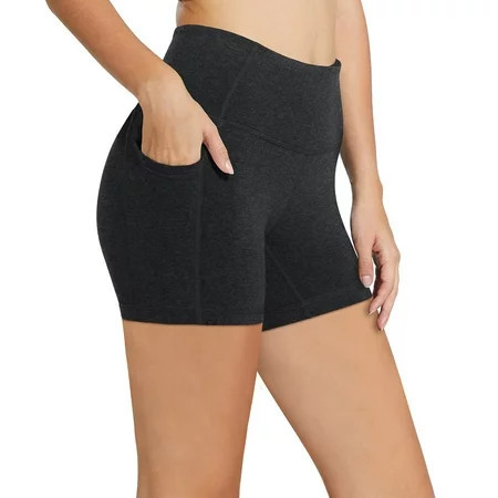 BALEAF Women s 5 Active Wear High Waist Yoga Shorts with Side Pockets Deep Gray M | Walmart (US)