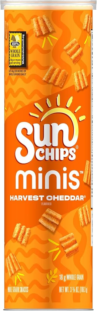 SunChips Minis, Harvest Cheddar Whole Grain Chips, 3.75 oz Canister | Amazon (US)