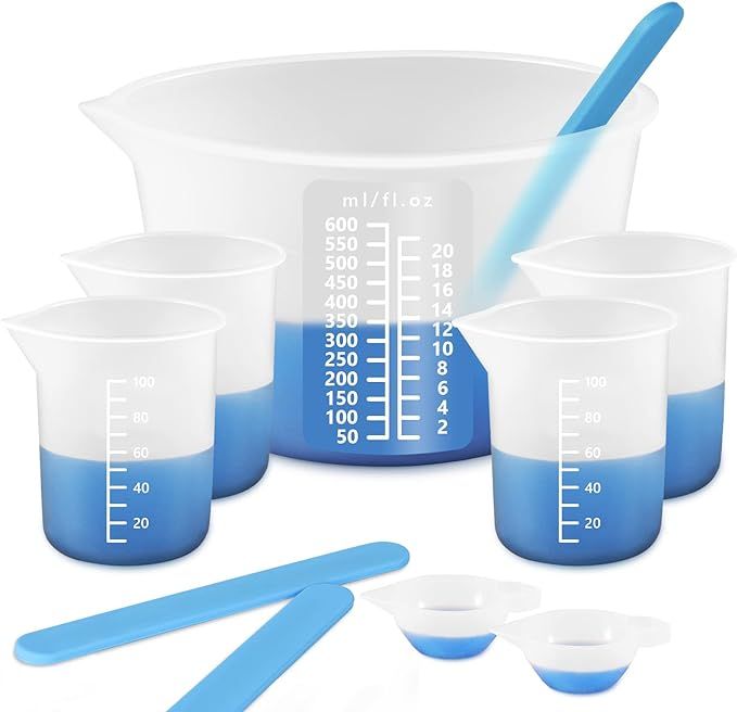 Silicone Measuring Cups for Resin, Resin Supplies with 600&100ml Silicone Cups, Resin Mixing Cups... | Amazon (US)