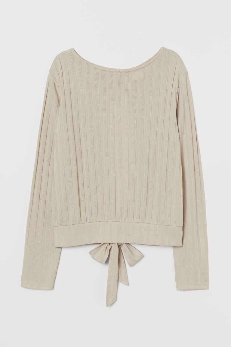 H & M - Crêped Tie-hem Top - Beige | H&M (US)