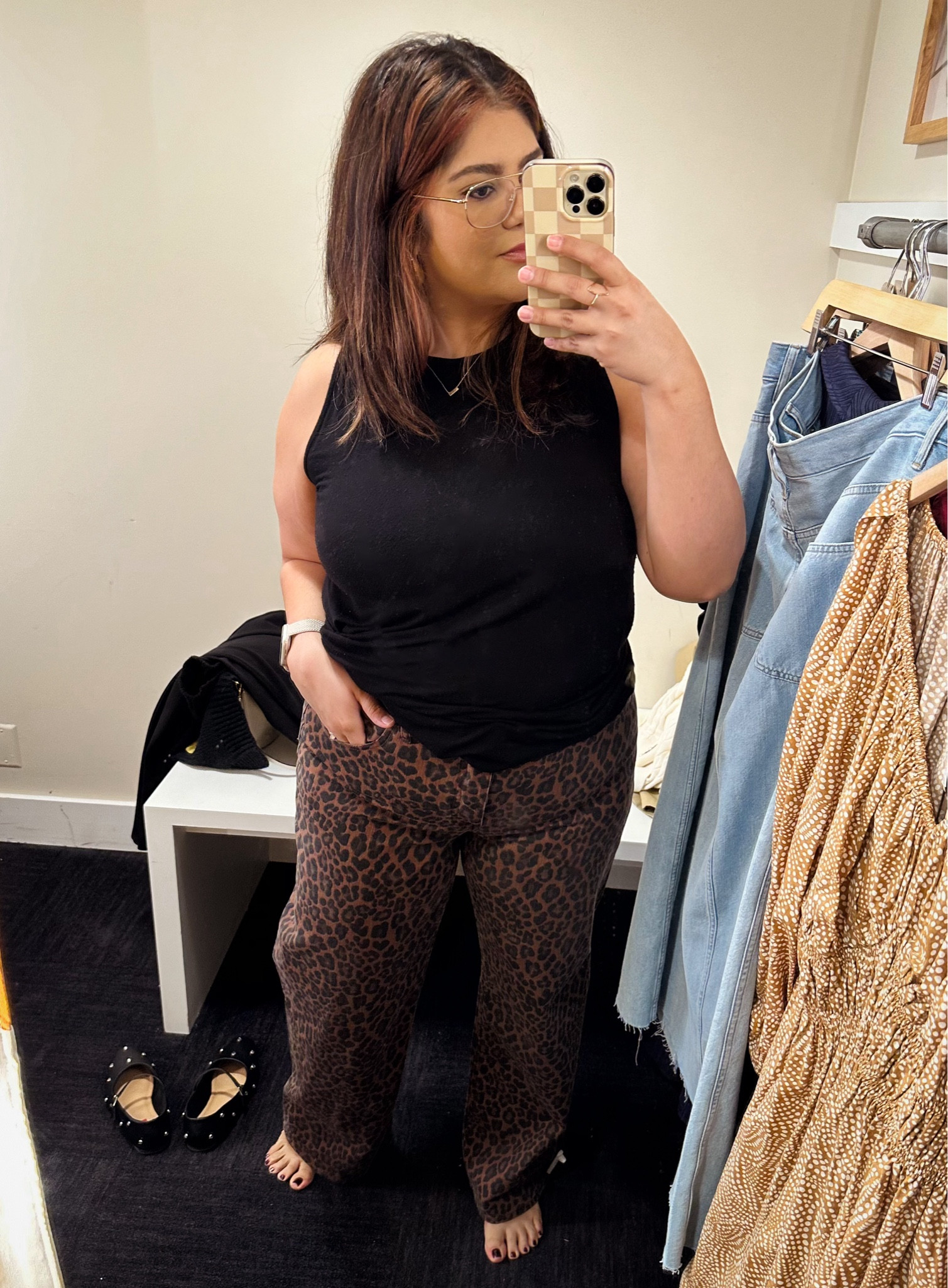 Obsessed with these leopard jeans! 🐆 I’m wearing a 32 

They are oversized with a button clasp. Code: LTK20 for 20% off 

#LTKxMadewell #LTKSeasonal #LTKMidsize