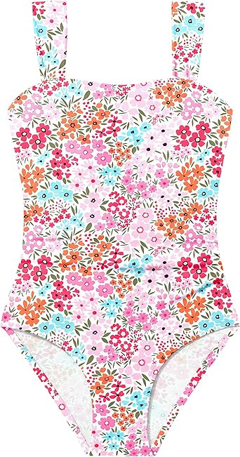 CRISONE Girl Swimsuit One Piece Bathing Suit for Girls Retro Square Neck Adjustable Straps Girls'... | Amazon (US)