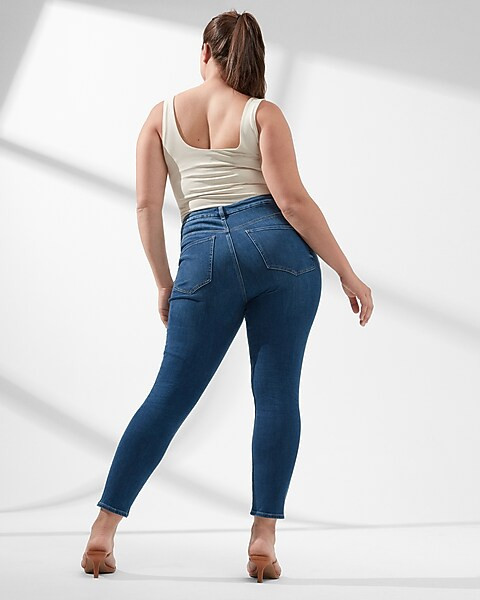 High Waisted Flexx Medium Wash Skinny Jeans | Express