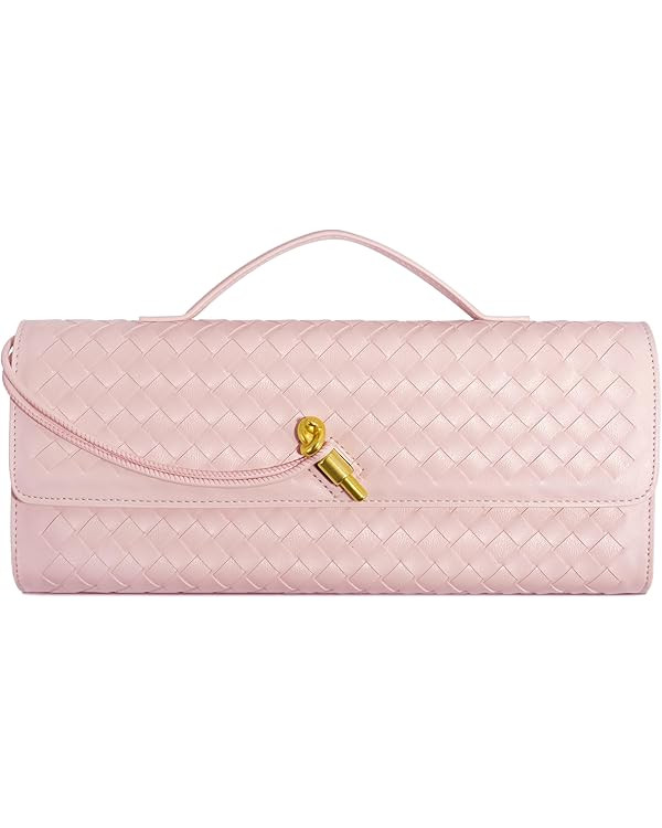 Woven Clutch Purses for Women, Formal Satchel Leather Evening Bag Shoulder Handbag | Amazon (US)