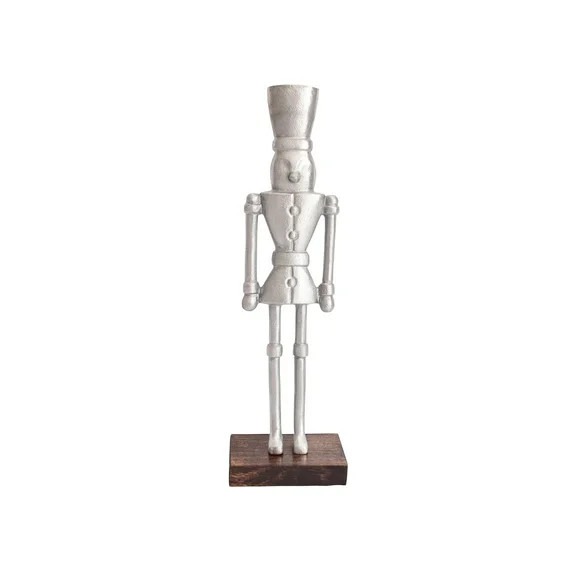 Metal and Wood Nutcracker Christmas Decoration, Silver, 14.96", by Holiday Time | Walmart (US)