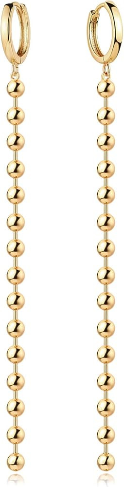 MYEARS Women Chain Earrings Gold Huggie Hoop Dangle Drop 14K Gold Filled Small Boho Beach Simple ... | Amazon (US)