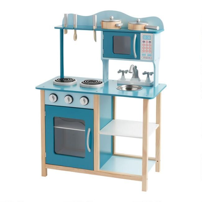 Blue Wooden Play Kitchen Set | World Market
