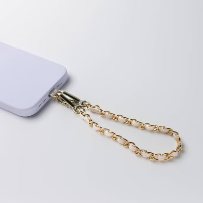 Hello Lux Phone Wristlet - Golden Chain with Beige Faux Leather | Target