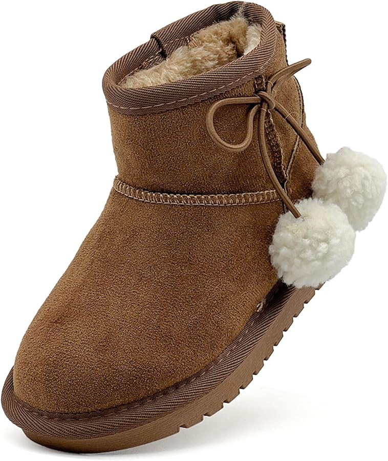 Kids Snow Boots for Girls Boys Comfy Warm Fur Lined Winter Boots Lightweight Slip On Fuzzy Ankle ... | Amazon (US)