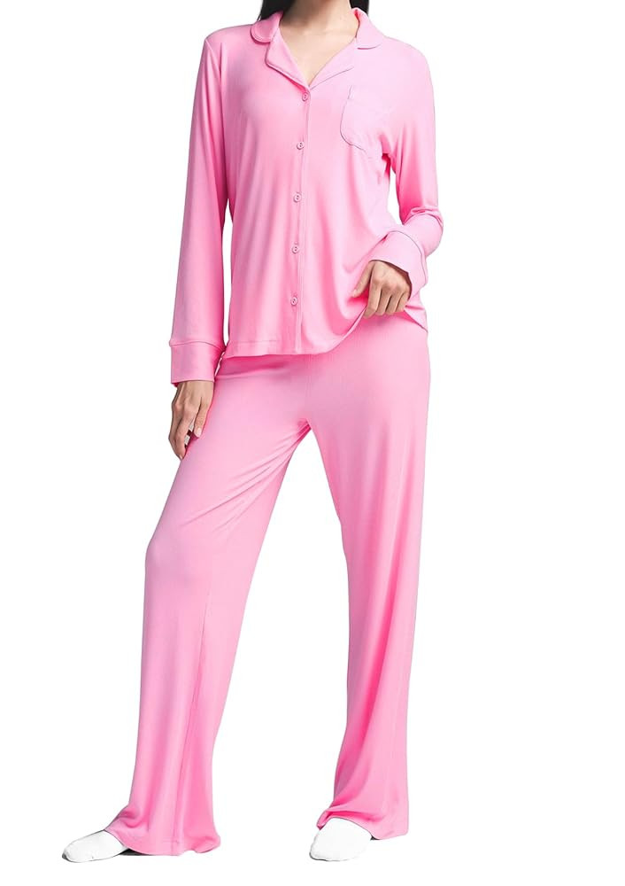 MANBEIYA Womens Pajama Sets 2 Piece Button Down Long Sleeve Soft Knitted Sleepwear Pjs Lounge Set... | Amazon (CA)