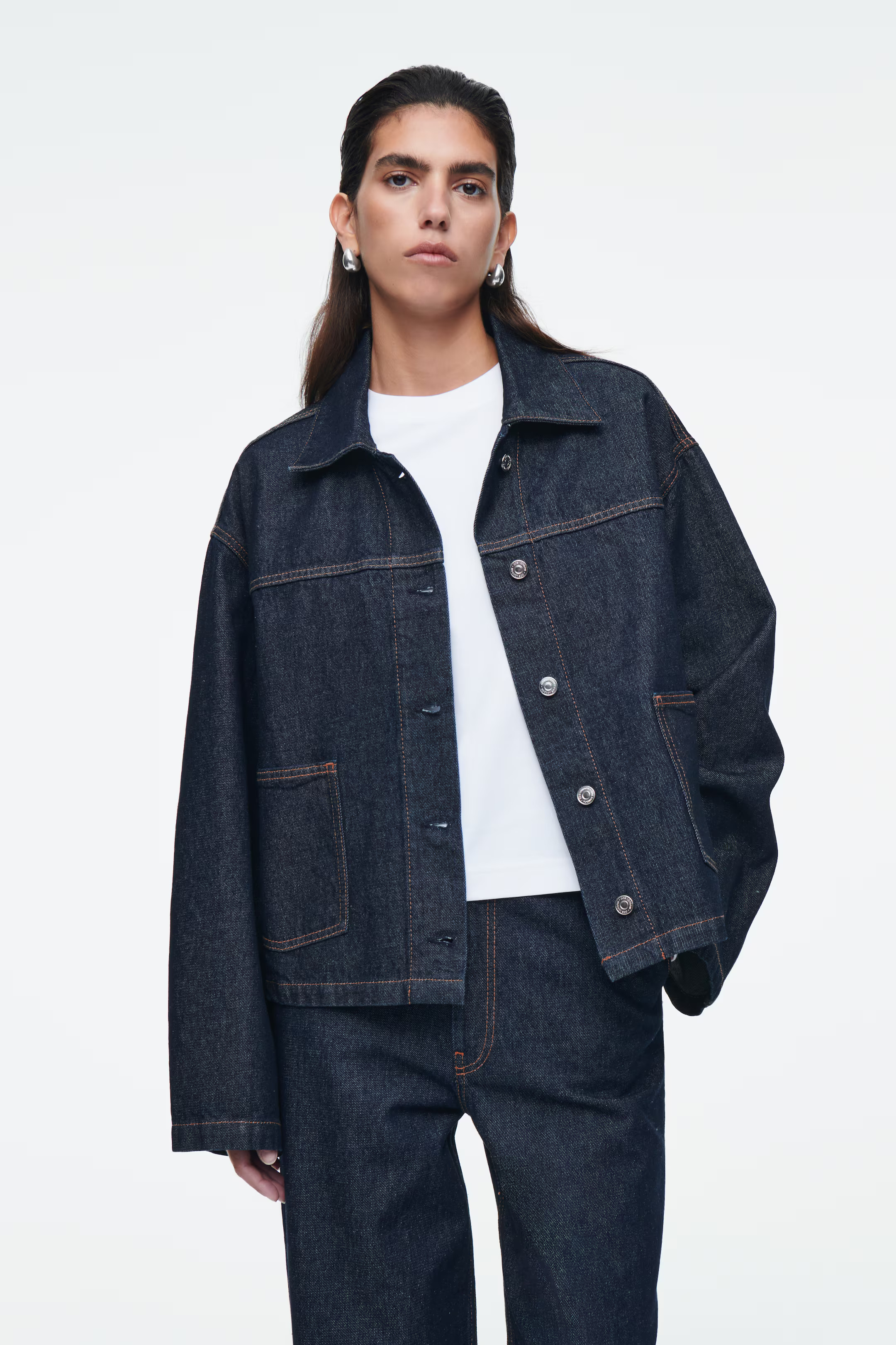 RAW DENIM JACKET - Long sleeve - Regular length - INDIGO - Ladies | H&M GB | H&M (UK, MY, IN, SG, PH, TW, HK)