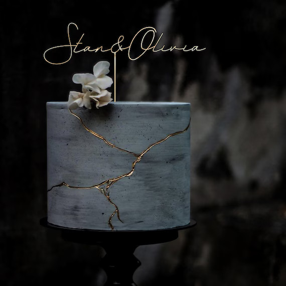 Italian Script Gold Mr and Mrs Cake Toppers for Wedding by - Etsy | Etsy (US)