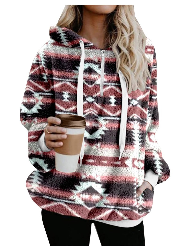 Valentines Womens Sherpa Pullover Fuzzy Fleece Sweatshirt Oversized Hoodies with Pockets Shermie | Walmart (US)