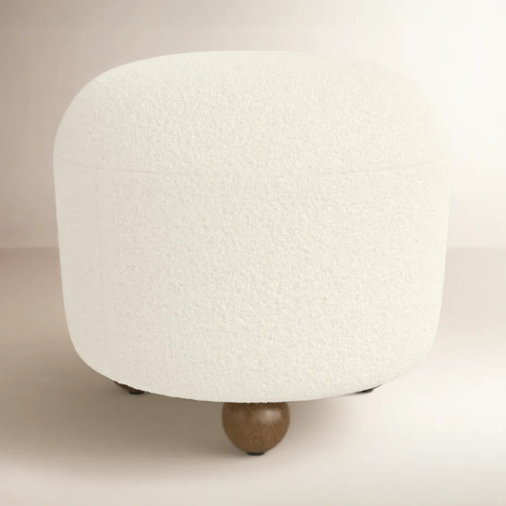 17"H Beige Round Ottoman With Ball Feet | Wayfair North America