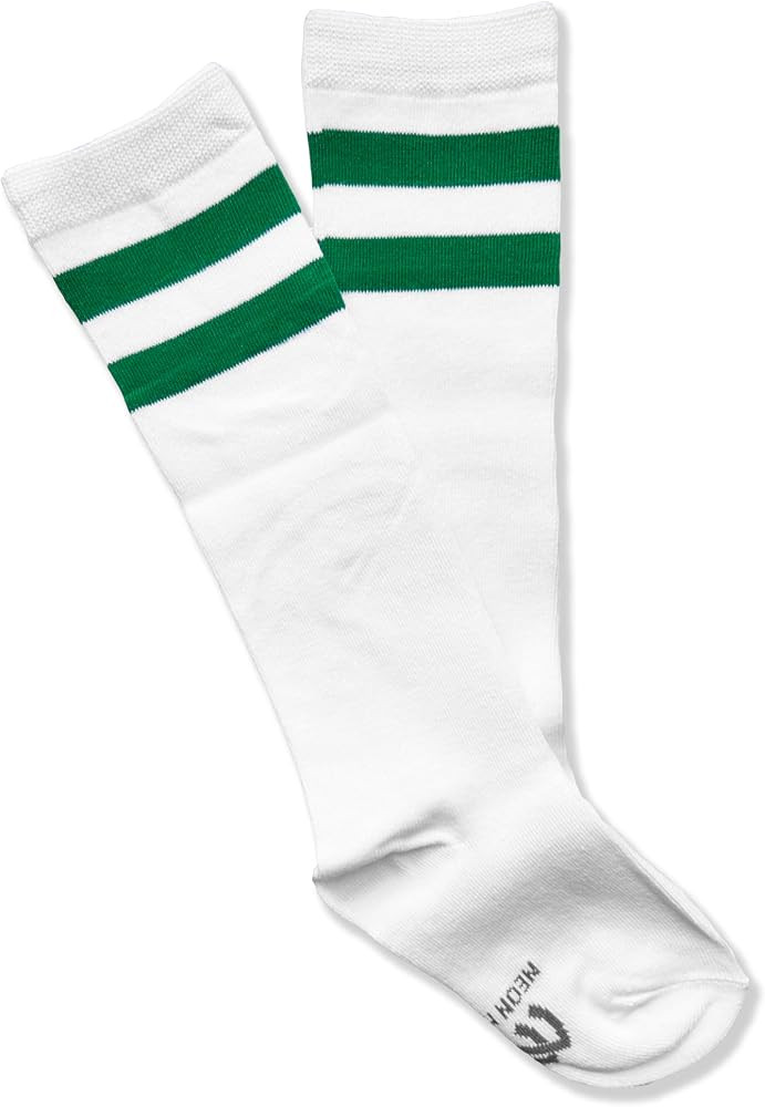NEON NATION Unisex Child Kid Size White Knee High Tube Sock with Various Colored Stripes | Amazon (US)