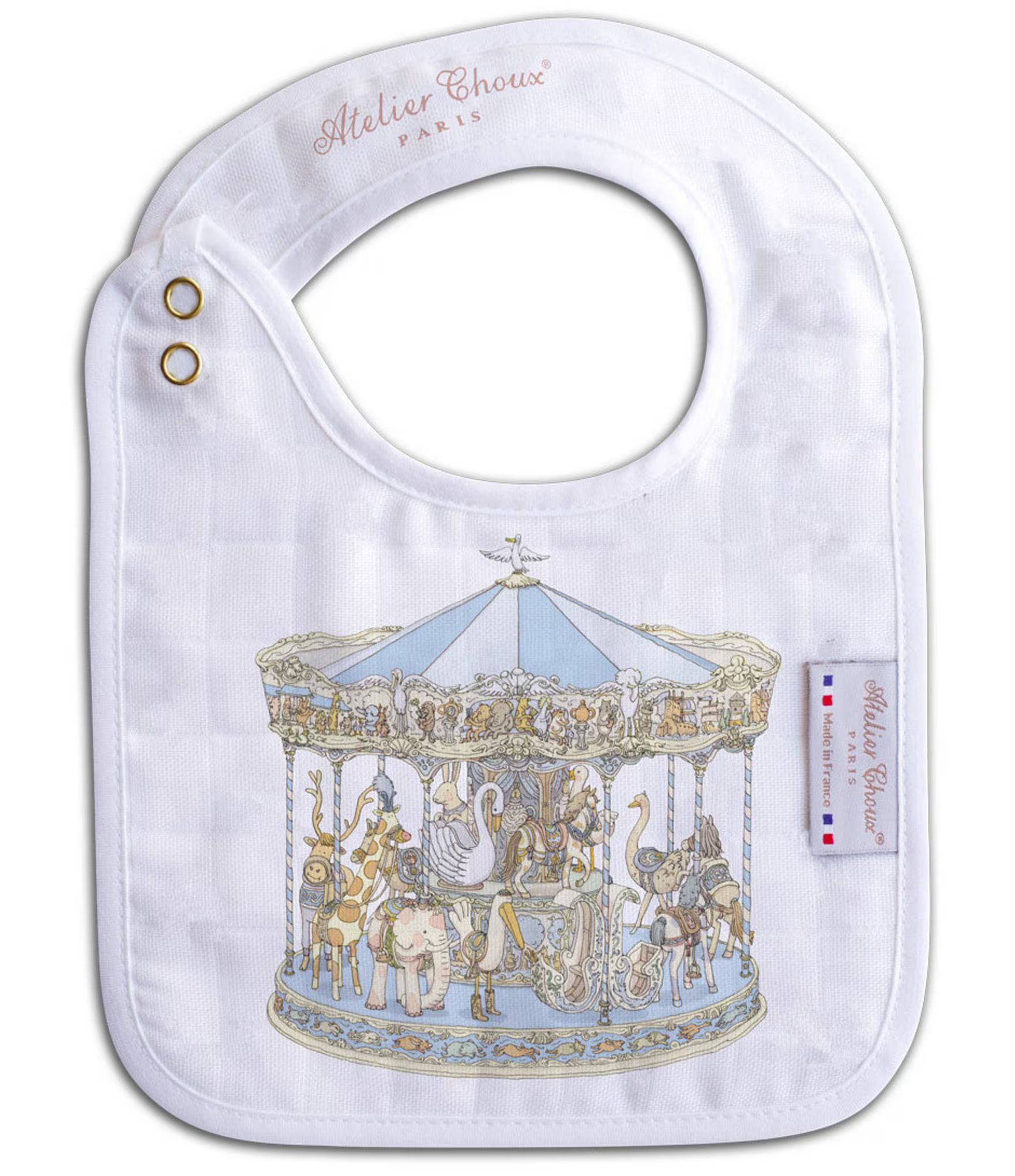 Atelier Choux Paris Organic Cotton Carousel Small Baby Bib | Dillard's | Dillard's