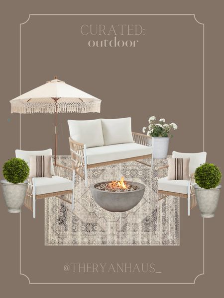 Curated outdoor look! 

Outdoor patio decor patio set outdoor planter outdoor rug outdoor pillow patio umbrella 

#LTKSeasonal #LTKhome