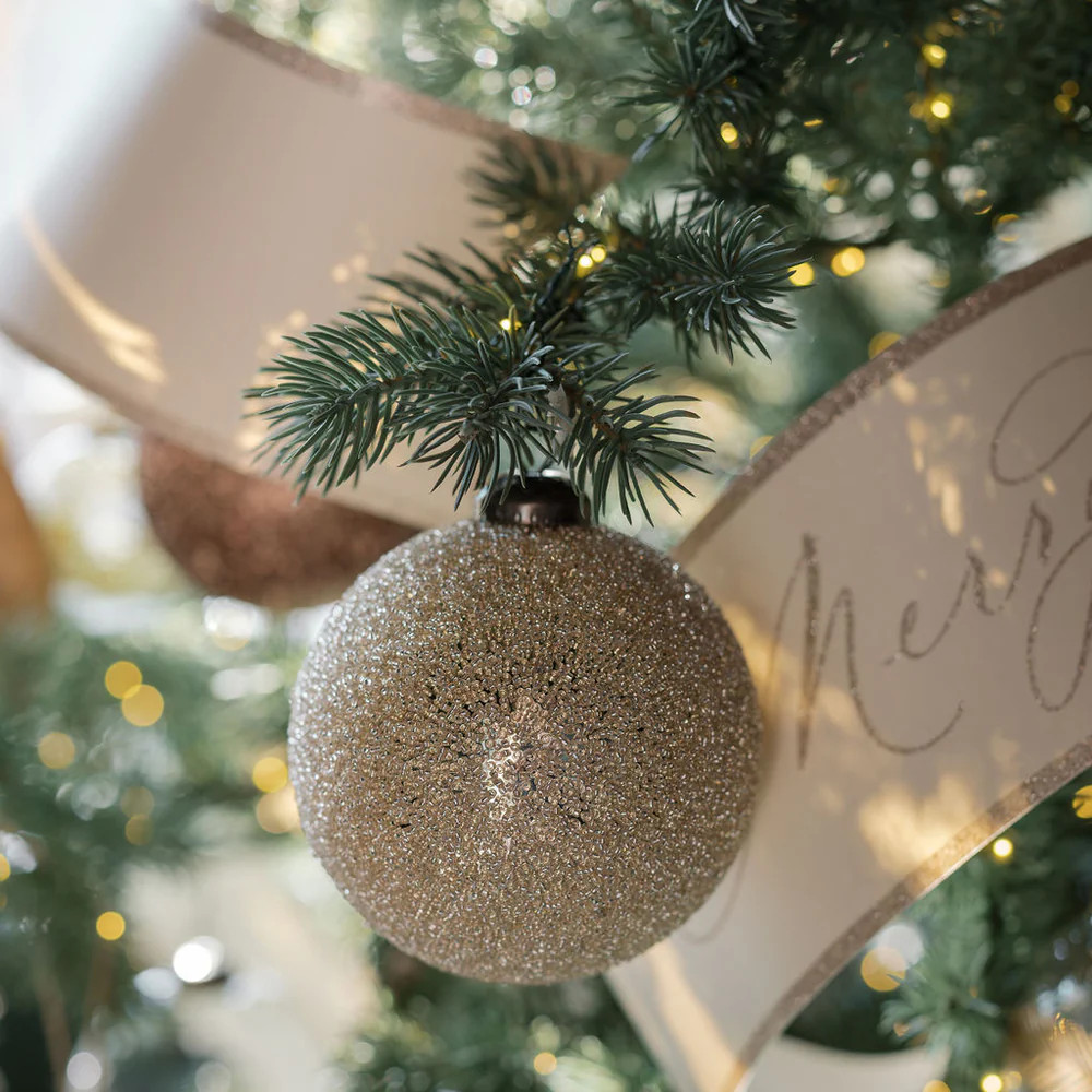 4" Beaded Cream Glass Ornament | CG Hunter