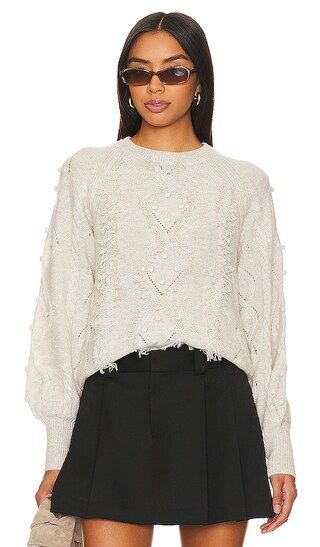 Fringed Cable Popcorn Crew Neck in Mojave | Revolve Clothing (Global)